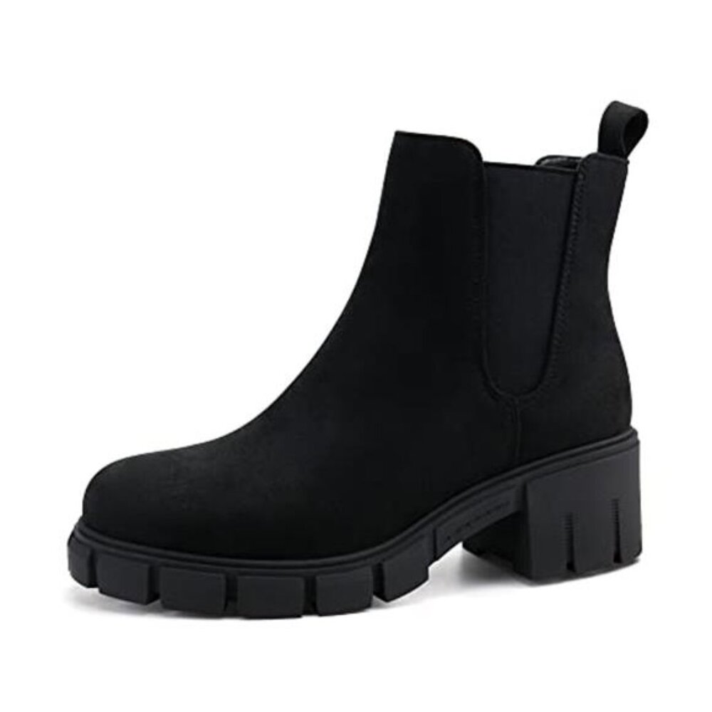 Shaft measures approximately 4.5'' ankle from arch and has elastic panel on side